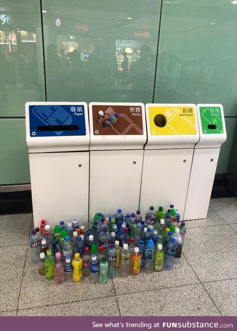 Over a million in Hong Kong protesting yet recycling is still a priority!
