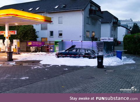 A woman in Wiesbaden (Germany) used the wrong fuel for her car and tried to remove it