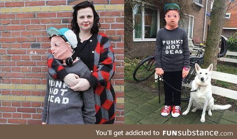 This woman knitted a life-sized model of her teen son because he constantly resisted her