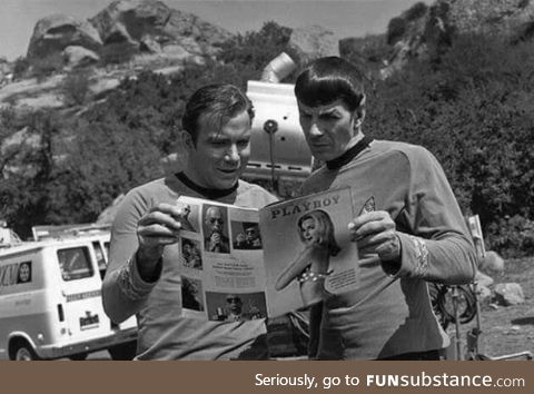 The Captain and Spock catching up on some light reading