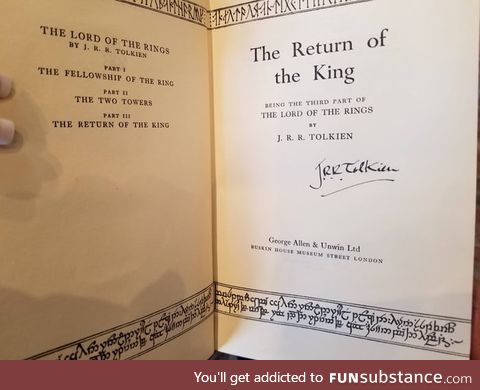 Went to a rare book store, and the owner is a huge Tolkien fan. This is a first edition