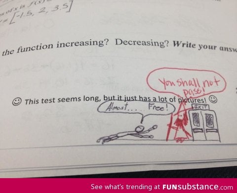 Math teacher responds to a doodle he drew on his test