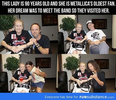 Metallica meetin their oldest fan