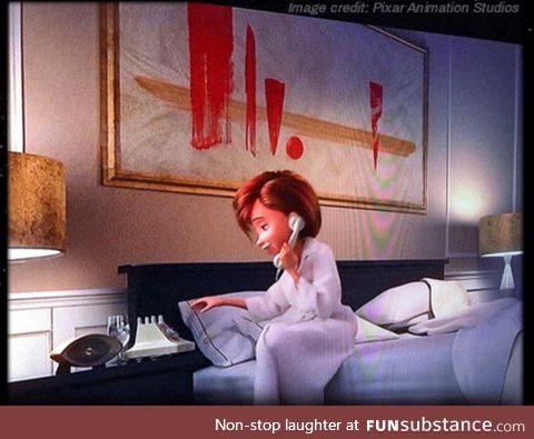 In the movie Incredibles 2, The abstract painting in Helen's hotel room is an