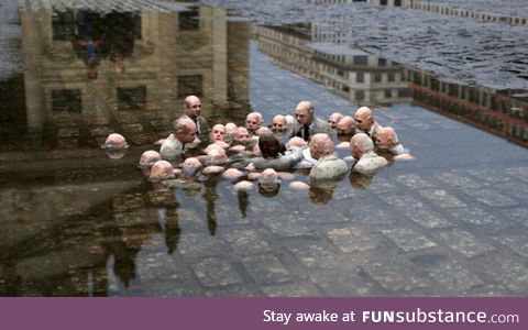 Sculpture of 'Politicians discussing global warming' in Berlin