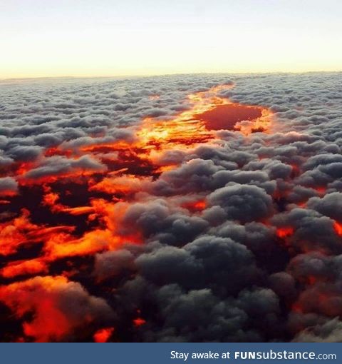 Sunset from above the clouds over Australia