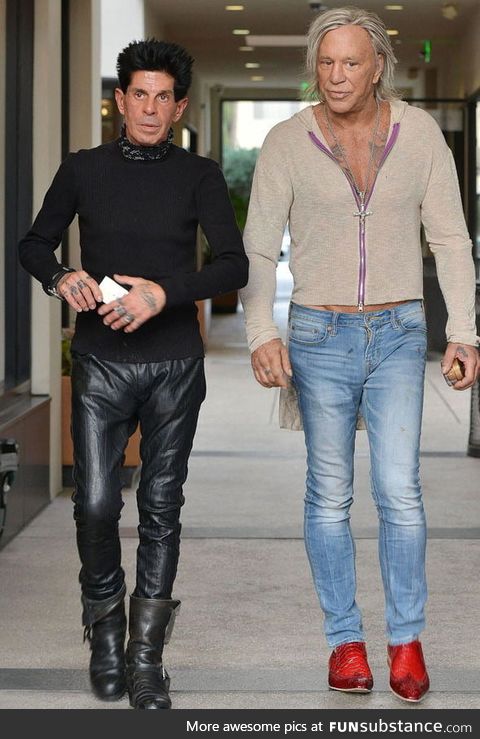 Micky Rourke and his hairdresser be looking like Hansel and Derek Zoolander, the later