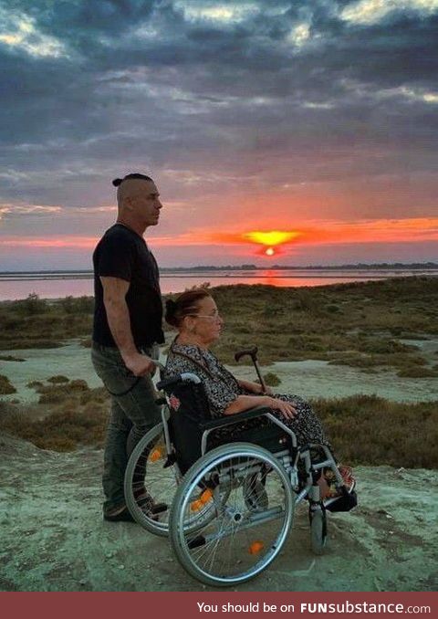Rammstein singer Till Lindemann and his mother visiting the local lake near her hometown