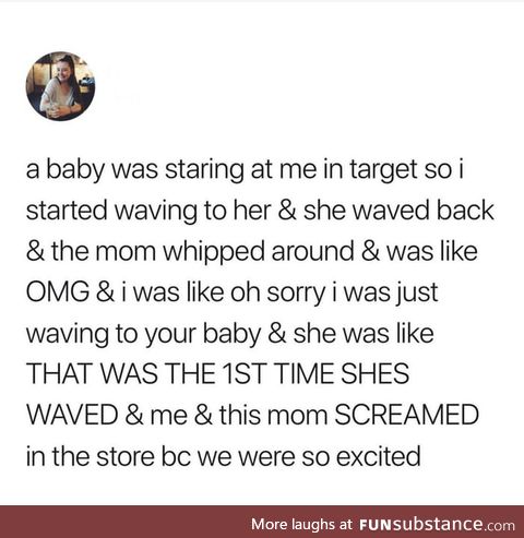 Aww! Baby's first wave and their excitement