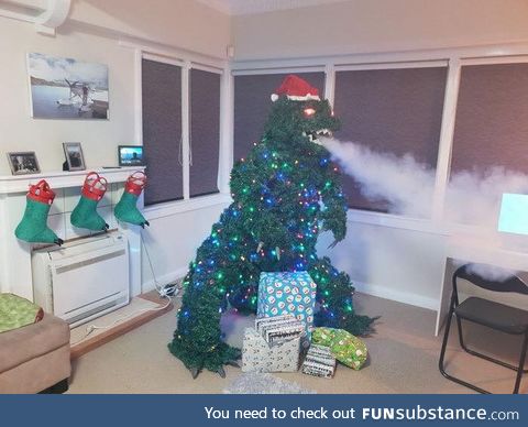 Amazing Smoke-Breathing Godzilla Christmas Tree