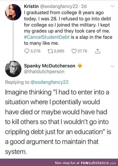 I'd kill for an education