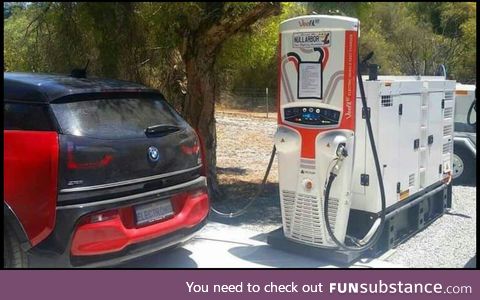 Electric car chargers running on diesel generators
