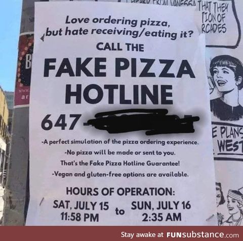 Fake pizza hotline