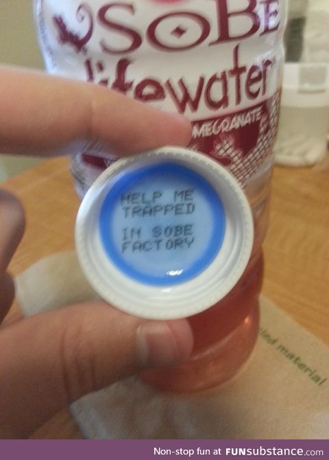 This Sobe water lid had a SOS