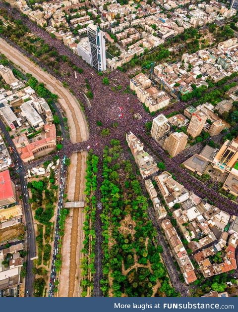 Chile's largest protest, 1.2M in the Capital alone asking for a new Constitution