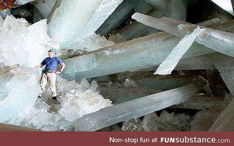Crystals the size of telephone poles and weighing over 50 tons
