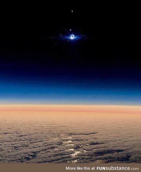Solar eclipse over the clouds Argentina 2019