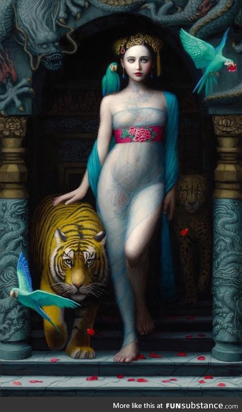 Chie Yoshii ·  “Tamer”, oil on canvas, 36 x 22”