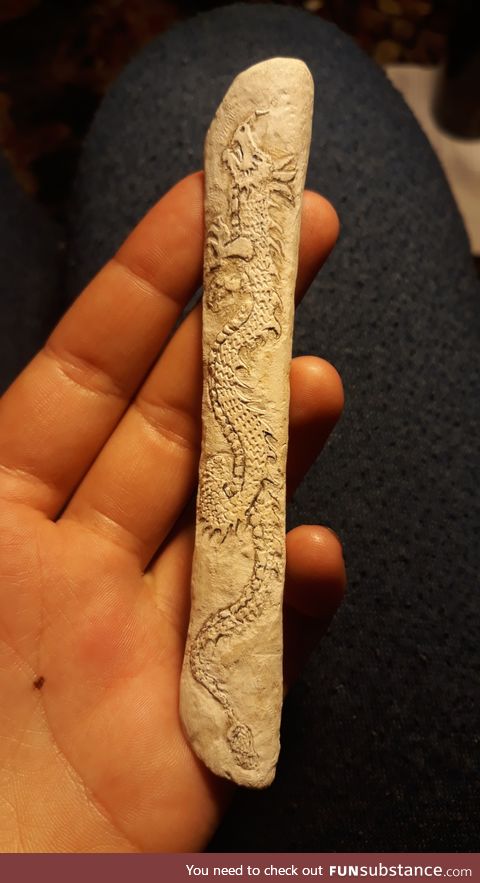 Engraved a bone I found on the beach. Also, you're looking beautiful. Yes you