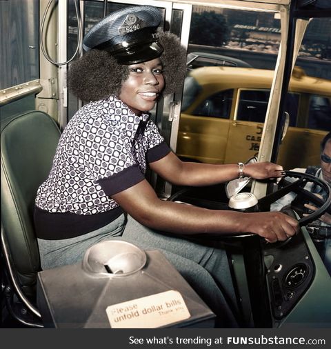 Mary Wallace: First female bus driver for Chicago Transit Authority, 1974 (Colourised)