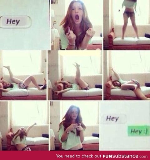 How girls react when they get that special text