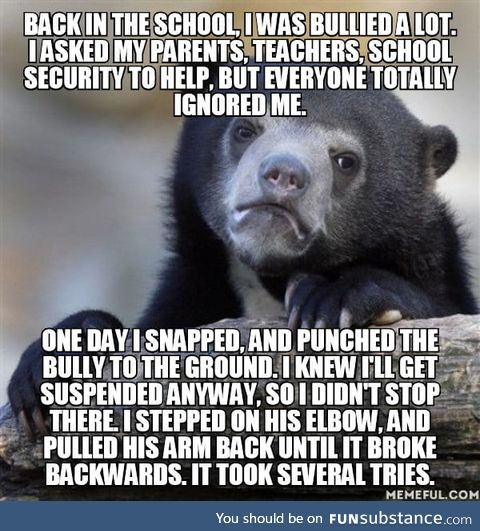 Believe me, he deserved much worse. Not just for bullying me, but dozens of other kids