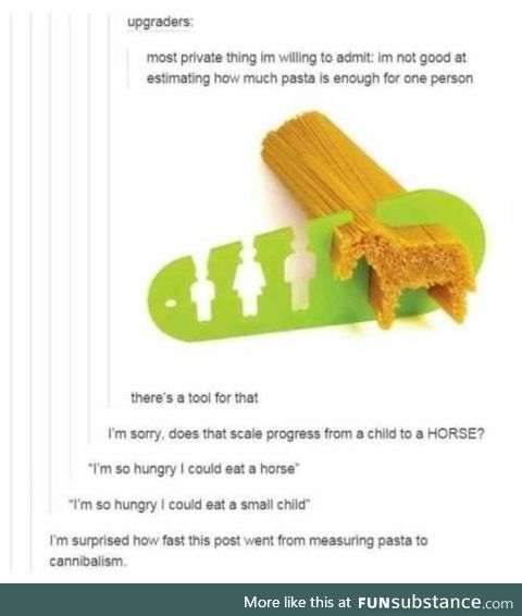 From Pasta to Cannibalism in three simple steps