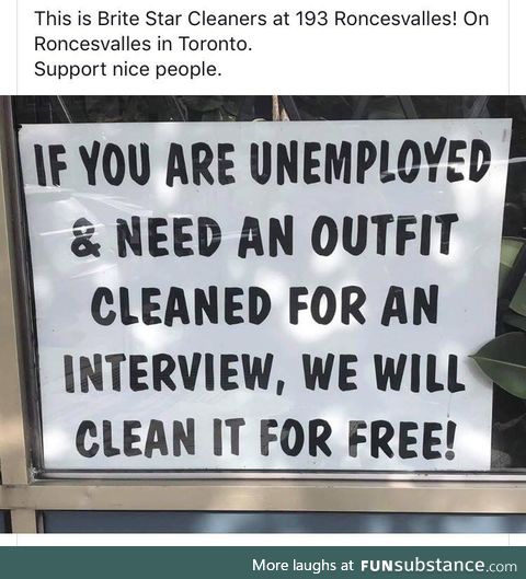 Dry cleaners on Roncesvalles in Toronto are sorry they couln't help more