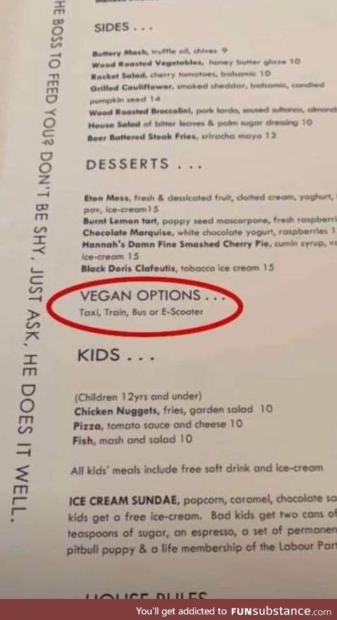 "Vegan options"