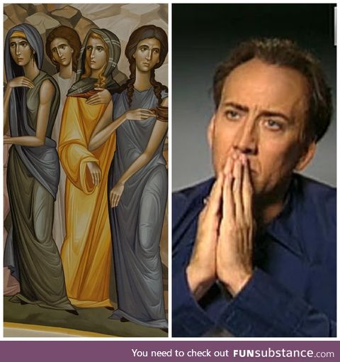 I went to a temple and all the paintings looked like Nicolas Cage