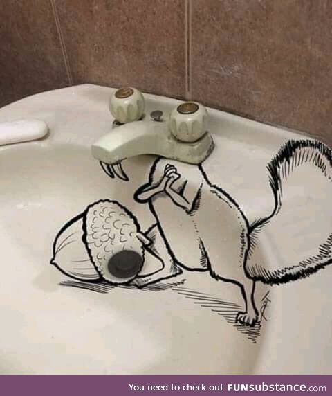 This caf&eacute; Did this to their sink instead of buying a new one