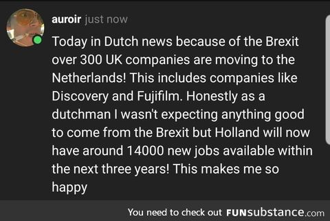 Brexit happiness for the Dutch!