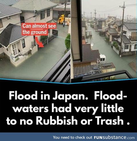 Japan floods has little to no rubbish in the water