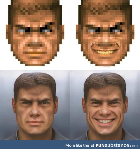 Neural network generated drawings of the man from Doom