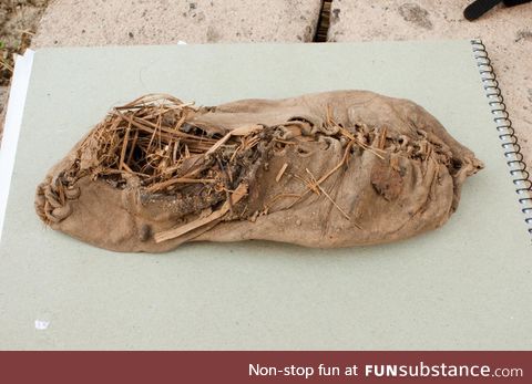 5,500 year old shoe preserved by sheep dung and low humidity