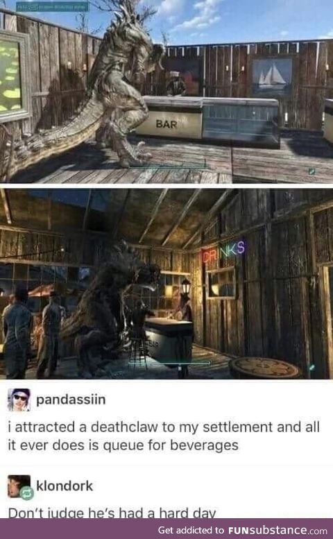 Poor deathclaw, it sucks being an outsider