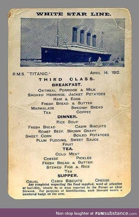 A taste of the Titanic, circa April 14, 1912