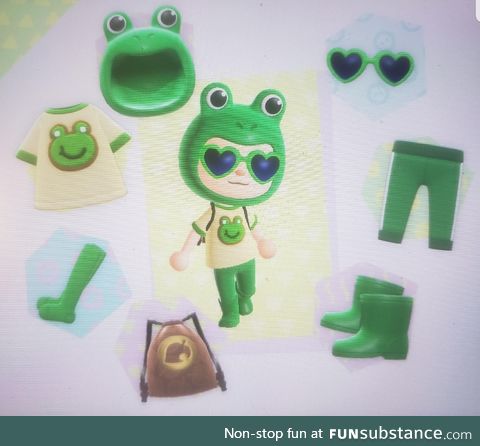 Happy frog recreated in animal crossing