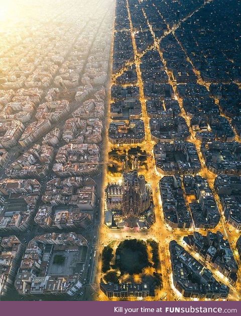 Day to Night in Barcelona
