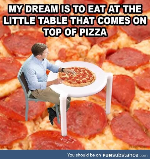 But small pizza will come with smaller table