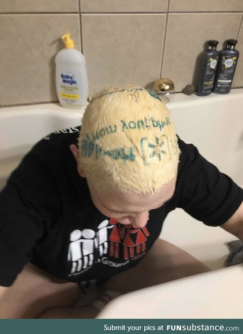 Girl uses WalMart plastic bag to "keep the heat in" while she bleached her