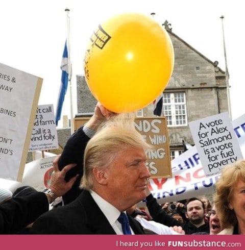 Just a scottish protester and a balloon static and Donald Trump’s hairpiece