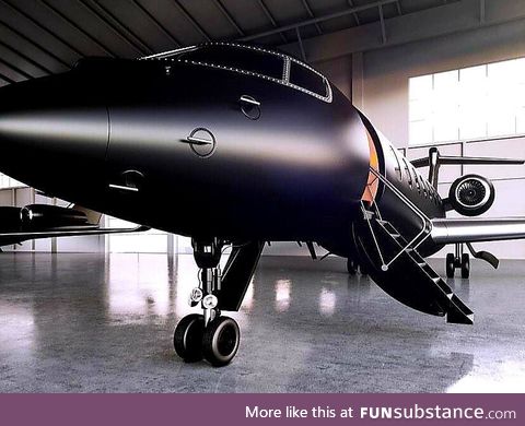Here is a matte black aeroplane