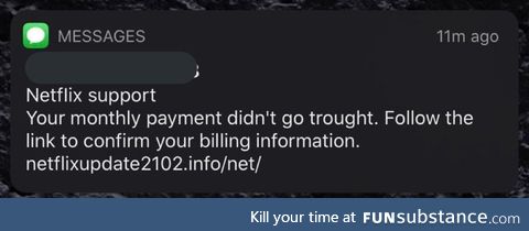 It’s cute that this scammer thinks I pay for my own Netflix