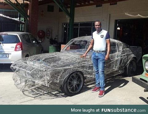 South African man Hand-builds Replica of 1967 Ford Mustang Entirely Out Of Wire