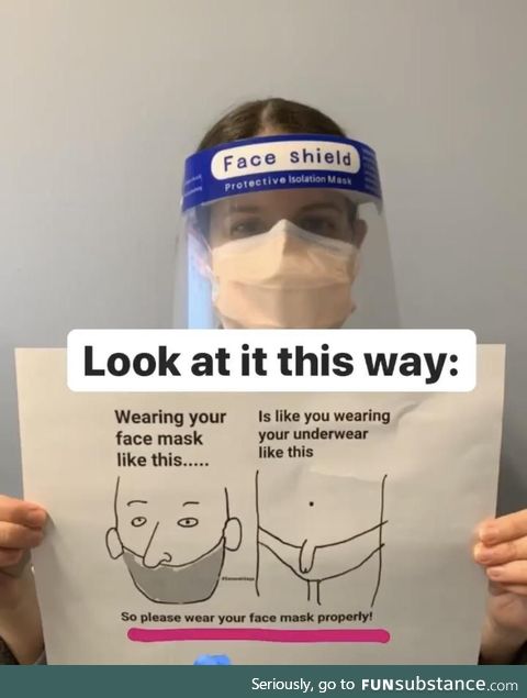 A sign demonstrating how NOT to wear your mask