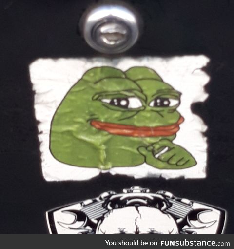 Froggo Fun #136 - Pepe Sticker on a Motorcycle