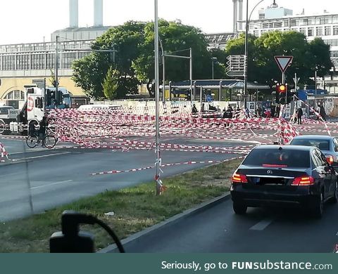 A friend sent me this. A bunch of eco activist blocked off an intersection with a