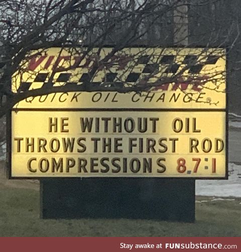 Auto mechanics next to where I live getting spiritual