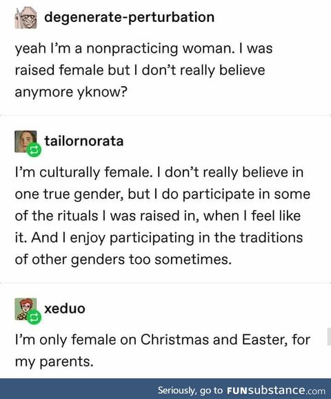 Non-practising gender binary